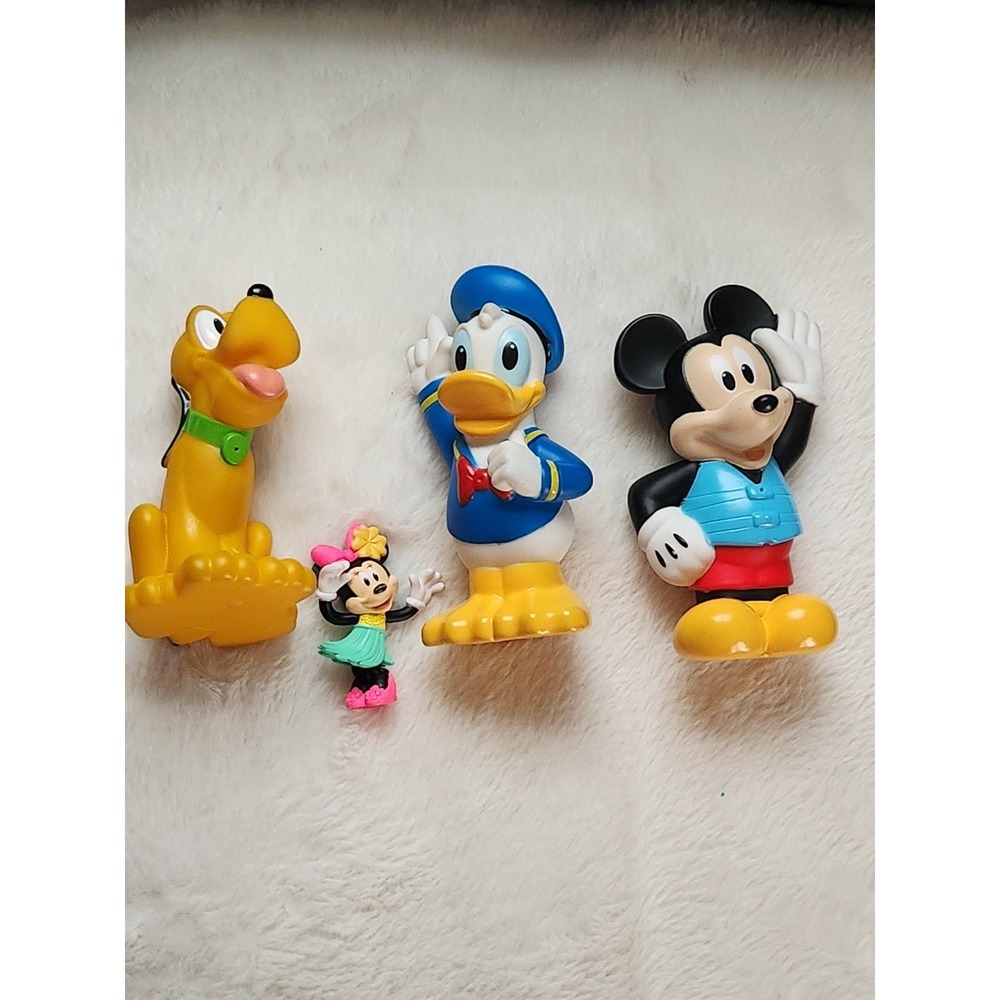 Disney Just Play Rubber Figures Mickey Mouse Donald Duck Pluto & small Minnie